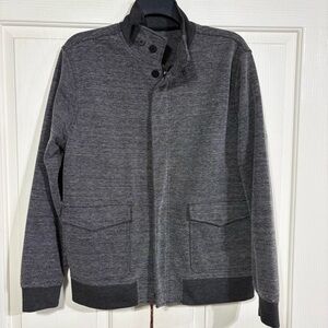 Kane & Unke Gray Textured Jacket Full Zip And Snap Pockets Button Collar Size XL